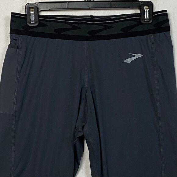 Brooks Gray Running Active Cropped Legging Pant Size Large - Picture 2 of 8